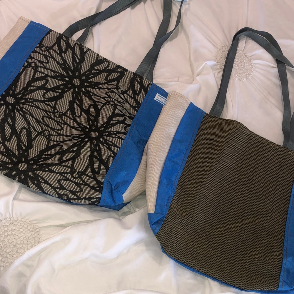 Set of 2  Blue and Black Women's Tote Bag